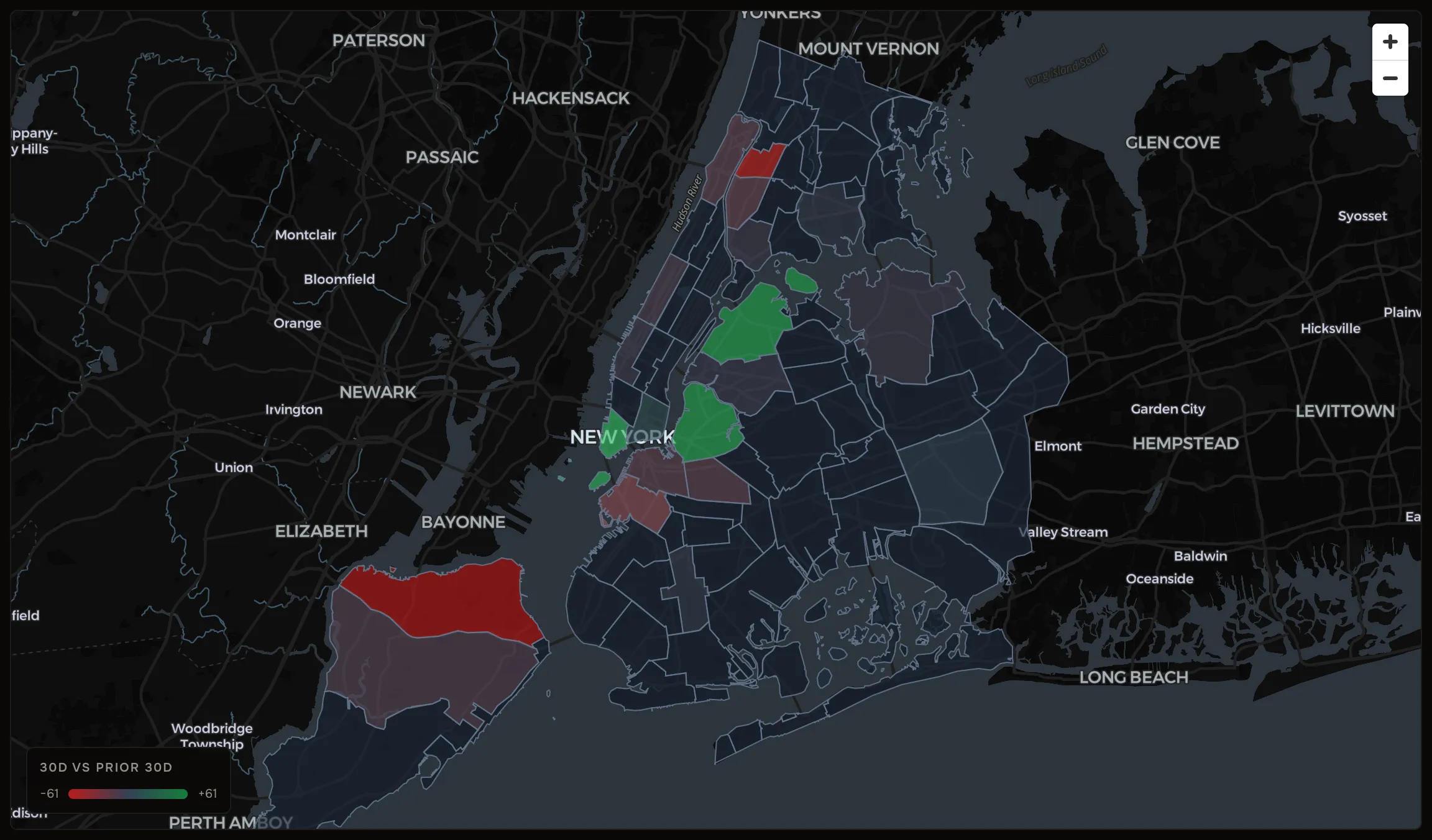 Hot Spots map of community boards by filing activity