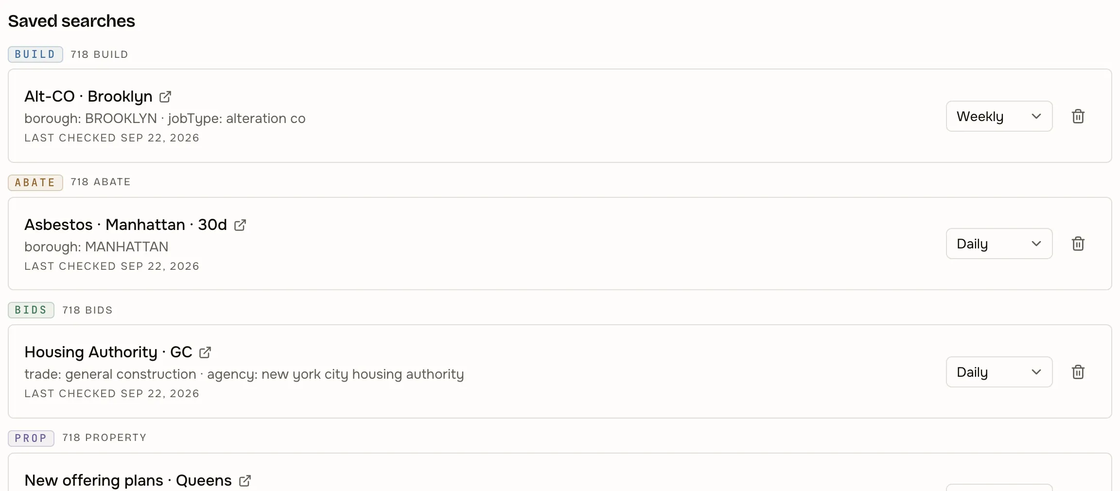 Saved searches across products
